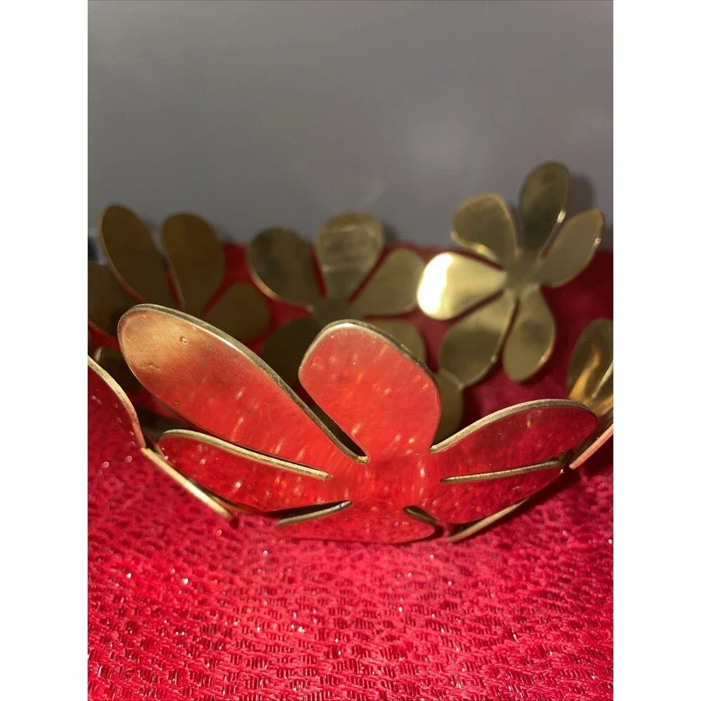 Vintage 1999 - IKEA Stockholm Gold Metal Flower Bowl 8